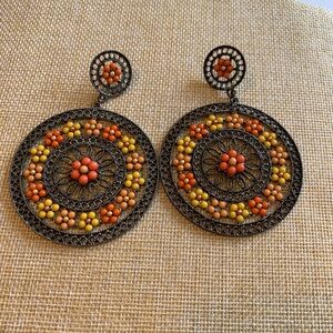 Boho flower mandala earrings. Large and beautiful.
